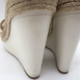 Christian Louboutin Almeria Espadrille Wedge Sandals White Leather Size 39