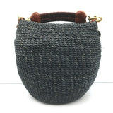 Clare V. Pot De Miel Woven Straw Basket Tote Black