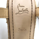 Christian Louboutin Almeria Espadrille Wedge Sandals White Leather Size 39