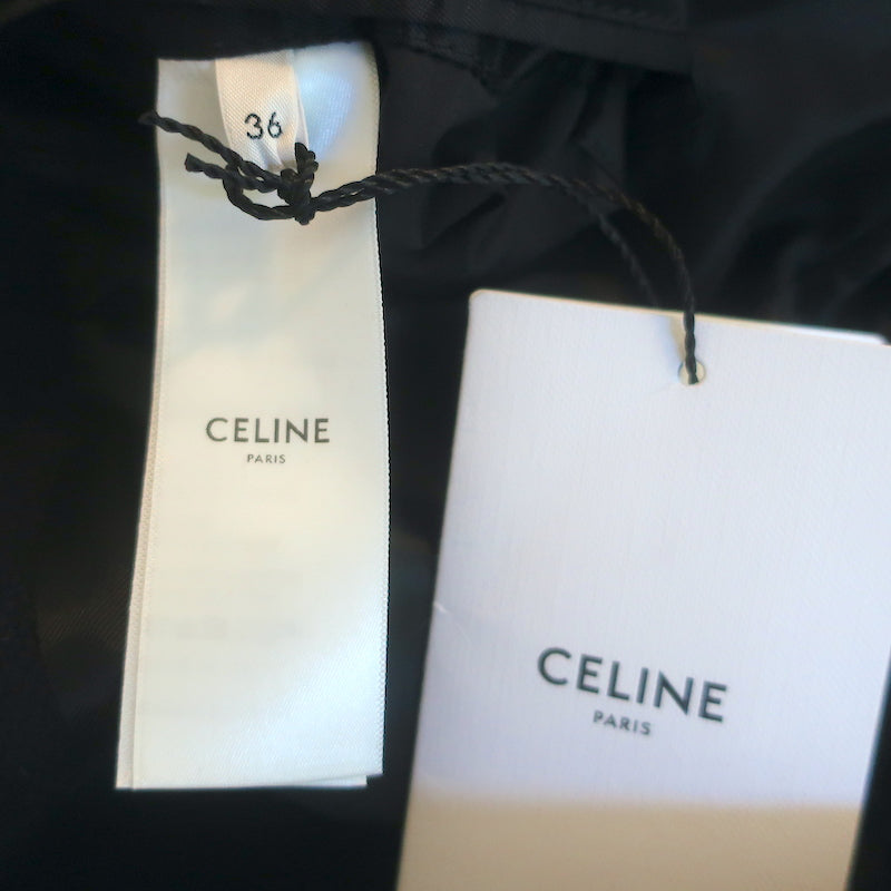 Celine Logo-Embroidered Teddy Varsity Jacket Navy Wool Size 36 NEW