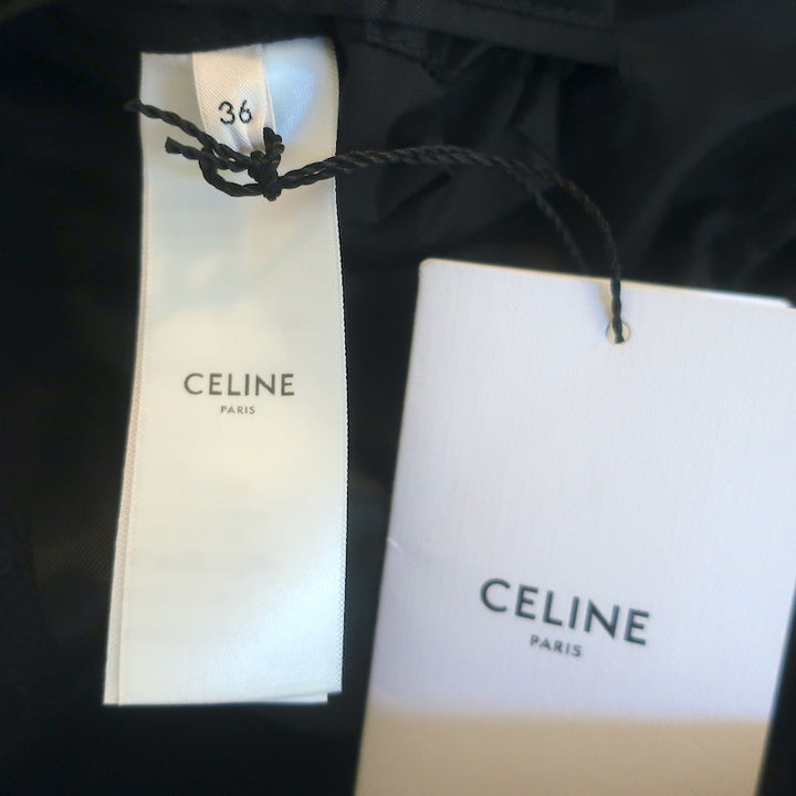 Celine Logo-Embroidered Teddy Varsity Jacket Navy Wool Size 36 NEW