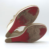 Christian Louboutin Almeria Espadrille Wedge Sandals White Leather Size 39