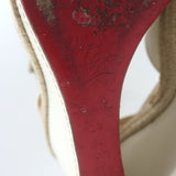 Christian Louboutin Almeria Espadrille Wedge Sandals White Leather Size 39