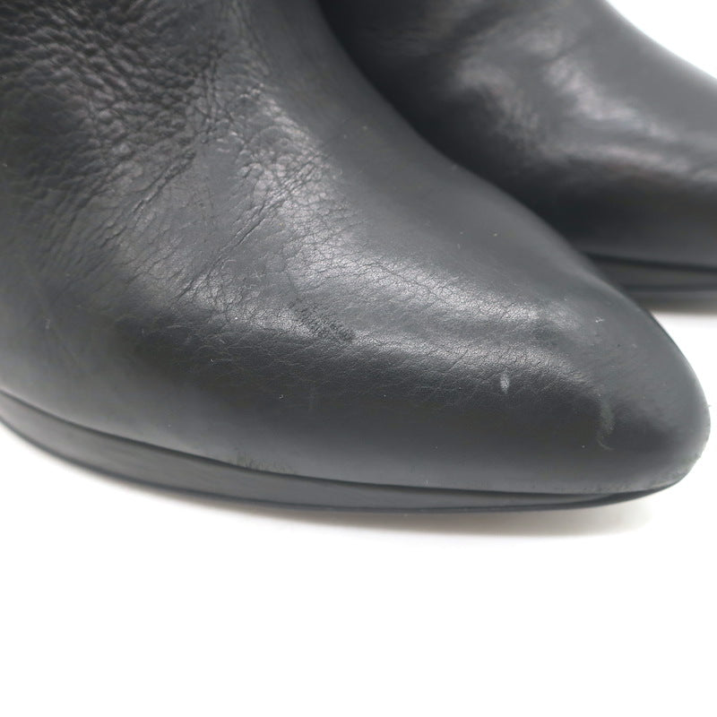 Lanvin Metal-Heel Platform Booties Black Leather Size 40