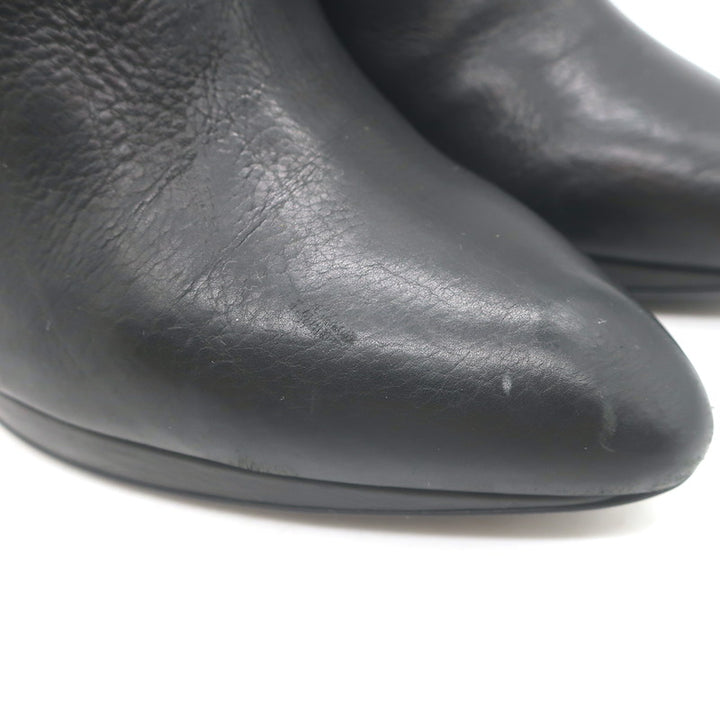 Lanvin Metal-Heel Platform Booties Black Leather Size 40