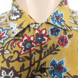 Kardo Lamar Short Sleeve Shirt Yellow Printed Cotton Size Medium