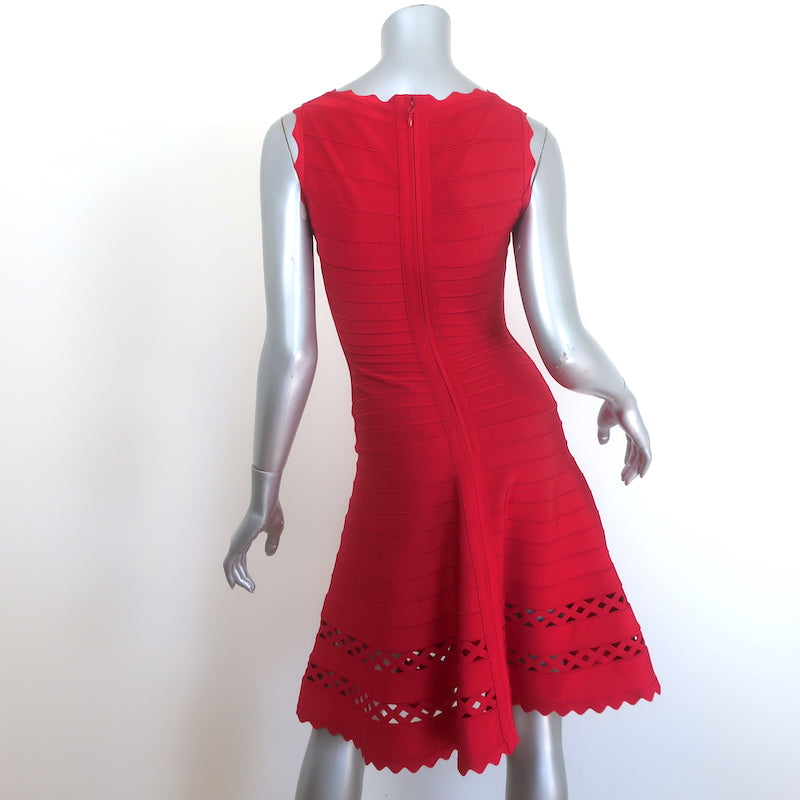 Herve Leger Audrina Cutout Fit &amp; Flare Bandage Dress Red Size Extra Small