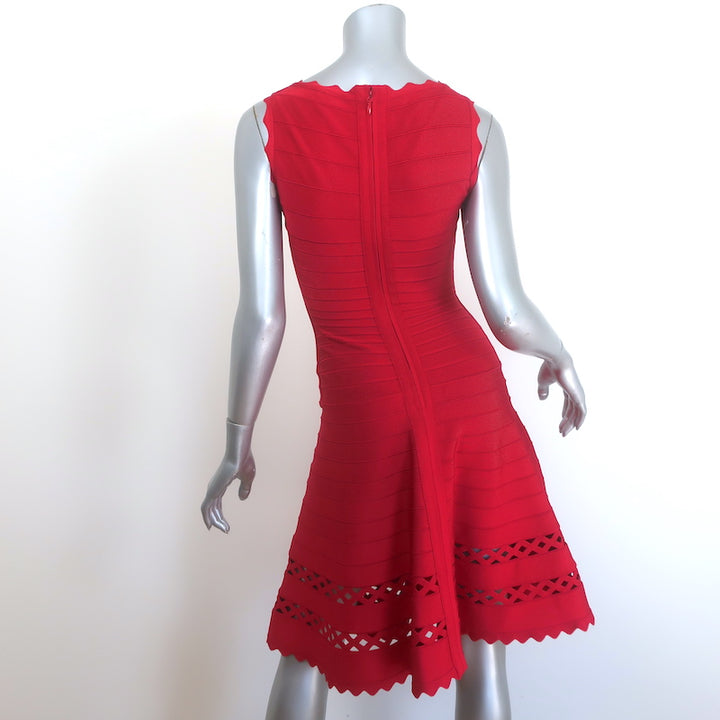 Herve Leger Audrina Cutout Fit &amp; Flare Bandage Dress Red Size Extra Small
