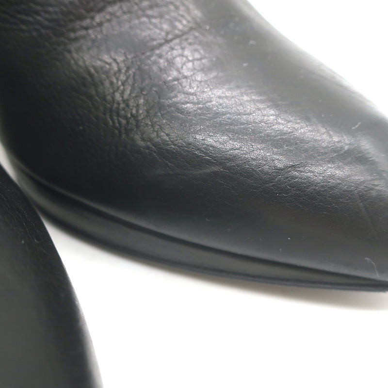 Lanvin Metal-Heel Platform Booties Black Leather Size 40