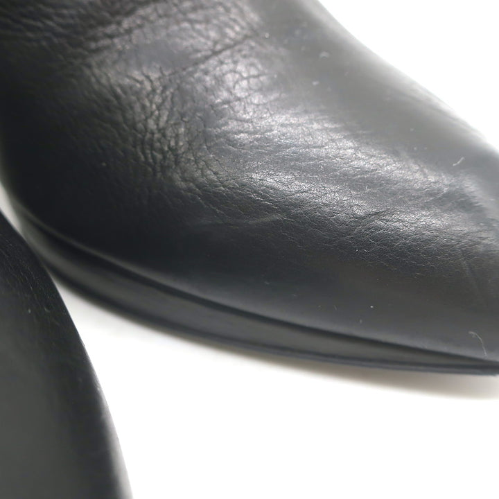 Lanvin Metal-Heel Platform Booties Black Leather Size 40