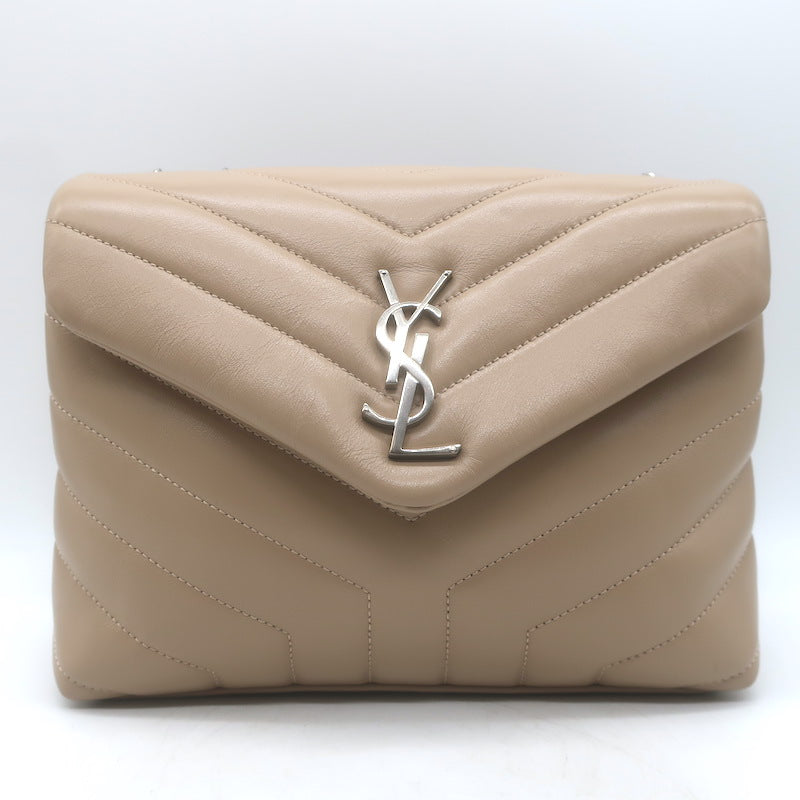 Saint Laurent Small LouLou Y-Quilted Shoulder Bag Beige Leather Crossbody