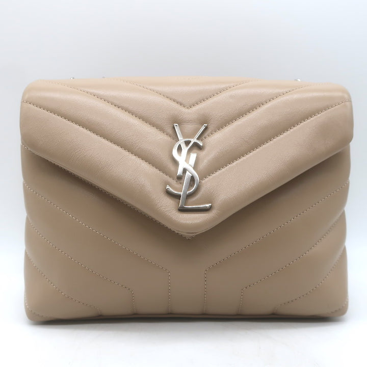 Saint Laurent Small LouLou Y-Quilted Shoulder Bag Beige Leather Crossbody