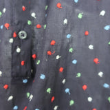 THE GREAT Mare Puff Sleeve Top Navy Dot Embroidered Cotton Size 0