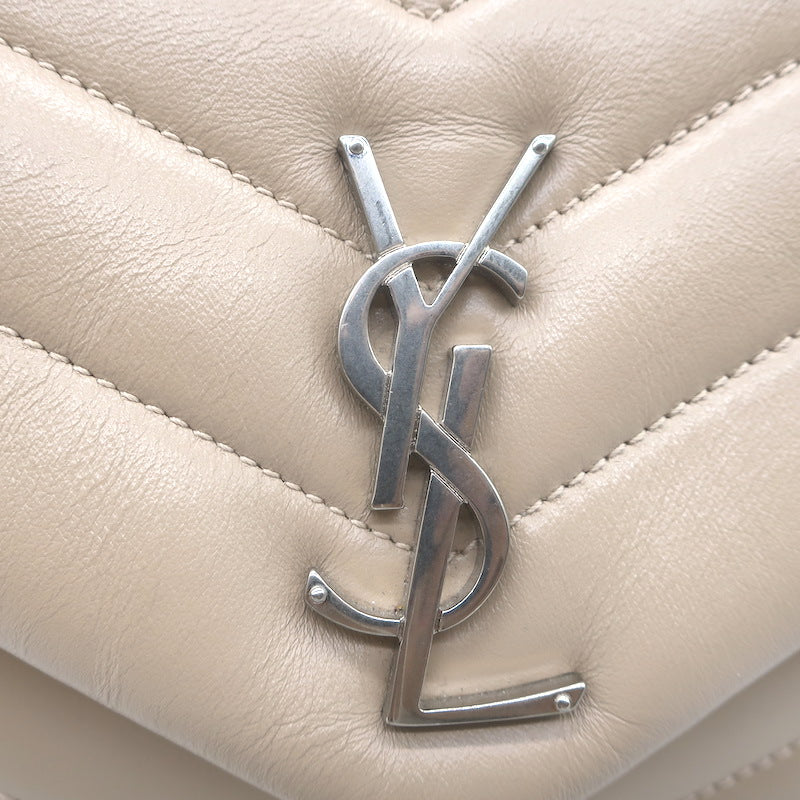 Saint Laurent Small LouLou Y-Quilted Shoulder Bag Beige Leather Crossbody
