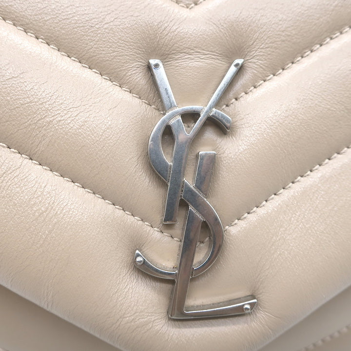 Saint Laurent Small LouLou Y-Quilted Shoulder Bag Beige Leather Crossbody