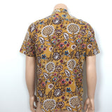 Kardo Lamar Short Sleeve Shirt Yellow Printed Cotton Size Medium