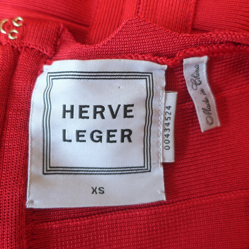 Herve Leger Audrina Cutout Fit &amp; Flare Bandage Dress Red Size Extra Small