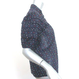 THE GREAT Mare Puff Sleeve Top Navy Dot Embroidered Cotton Size 0