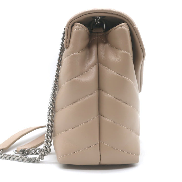 Saint Laurent Small LouLou Y-Quilted Shoulder Bag Beige Leather Crossbody