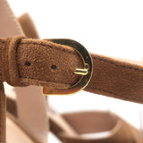 Stuart Weitzman Joni Crisscross Platform Sandals Brown Suede Size 38.5