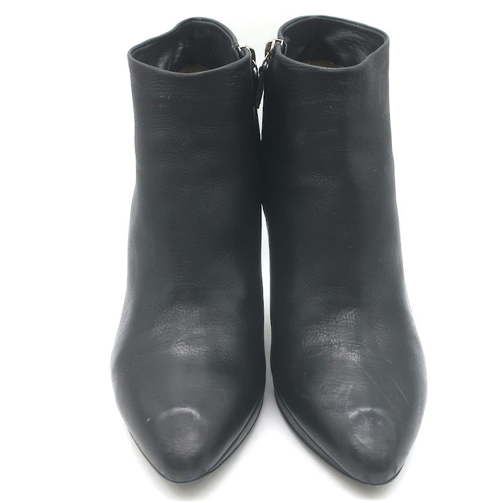 Lanvin Metal-Heel Platform Booties Black Leather Size 40