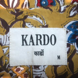 Kardo Lamar Short Sleeve Shirt Yellow Printed Cotton Size Medium