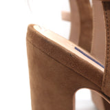 Stuart Weitzman Joni Crisscross Platform Sandals Brown Suede Size 38.5