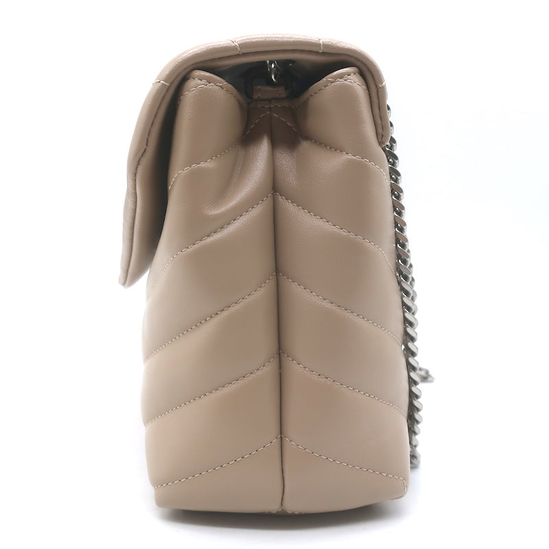 Saint Laurent Small LouLou Y-Quilted Shoulder Bag Beige Leather Crossbody