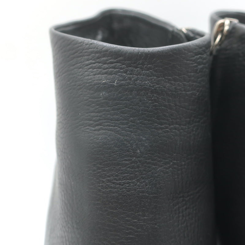 Lanvin Metal-Heel Platform Booties Black Leather Size 40