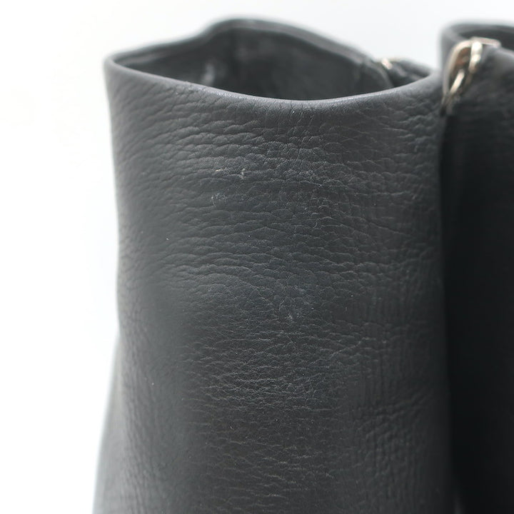 Lanvin Metal-Heel Platform Booties Black Leather Size 40