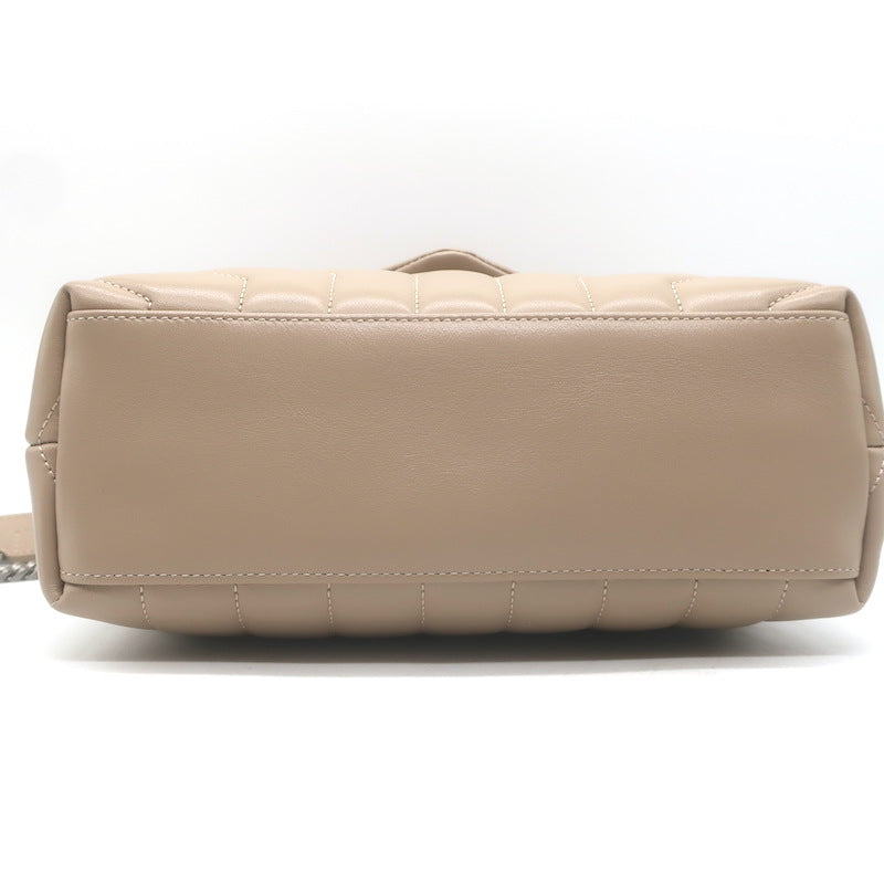 Saint Laurent Small LouLou Y-Quilted Shoulder Bag Beige Leather Crossbody