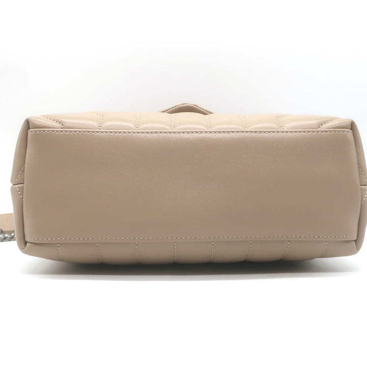 Saint Laurent Small LouLou Y-Quilted Shoulder Bag Beige Leather Crossbody