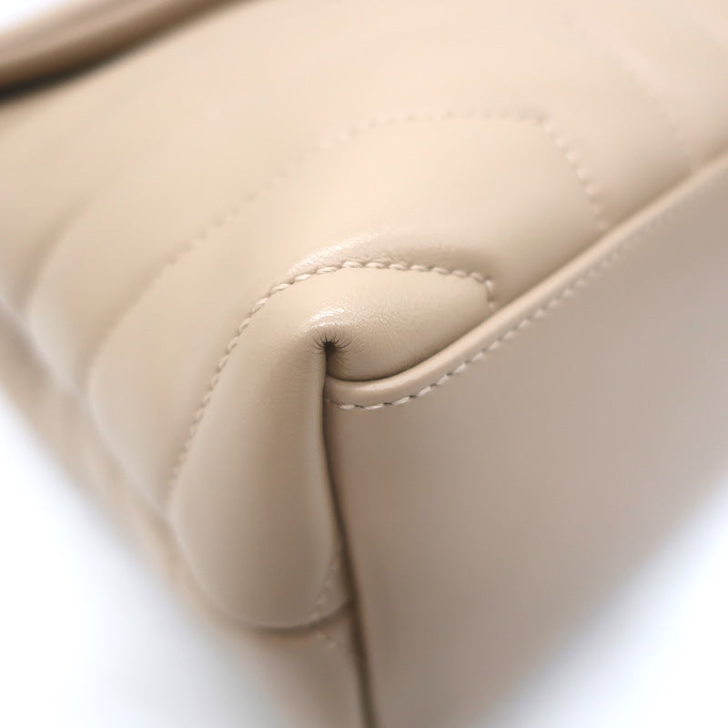 Saint Laurent Small LouLou Y-Quilted Shoulder Bag Beige Leather Crossbody