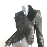Ann Demeulemeester Asymmetric Jacket Gold Metallic Linen-Blend Size 38