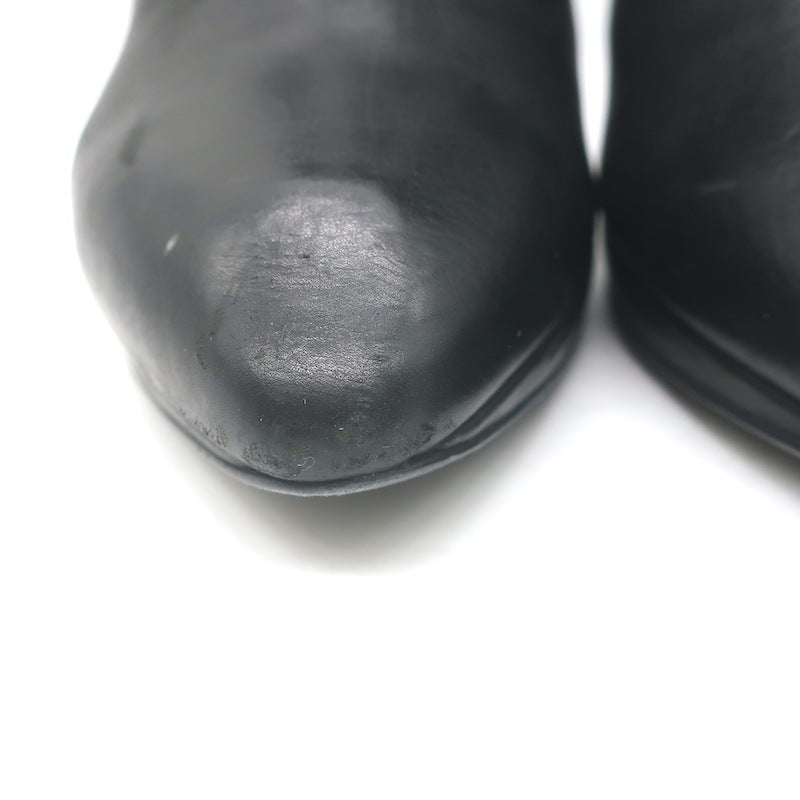Lanvin Metal-Heel Platform Booties Black Leather Size 40