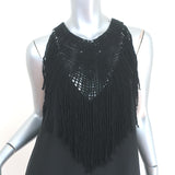 Ulla Johnson Fringed Midi Dress Sanna Black Silk Macrame Size 2