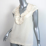 Kate Spade Ruffled Polka Dot Top Ivory Size Extra Small Cap Sleeve Blouse NEW