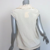 Kate Spade Ruffled Polka Dot Top Ivory Size Extra Small Cap Sleeve Blouse NEW