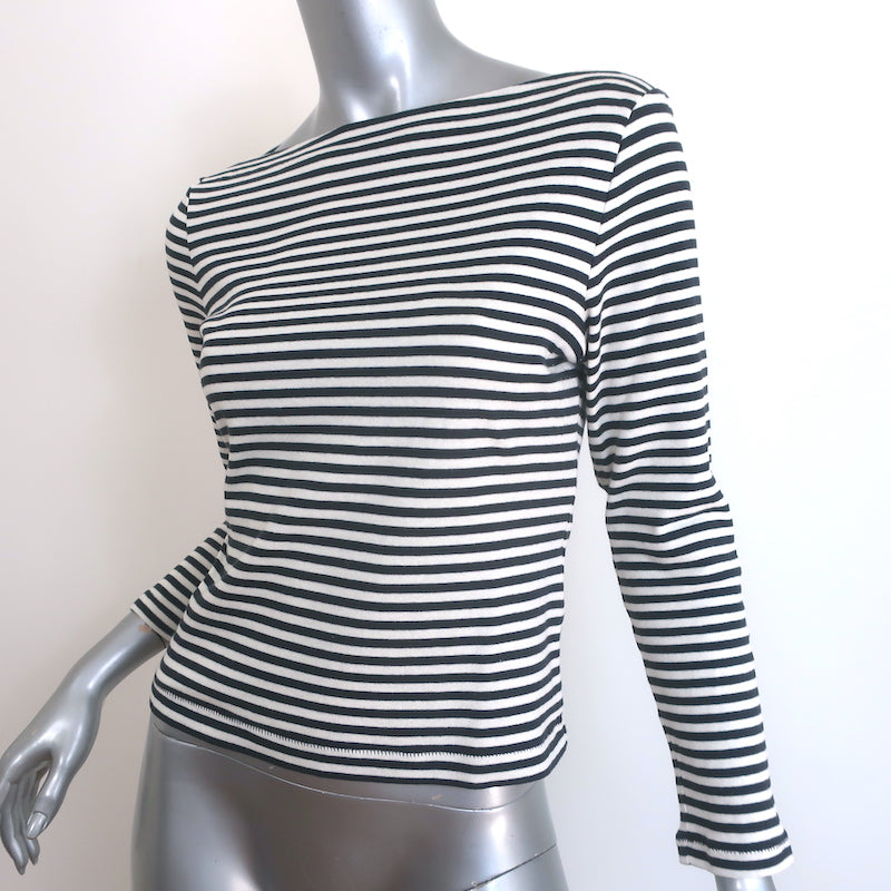 Doen Paulette Tee Navy/White Nantucket Stripe Size Medium Boatneck Top