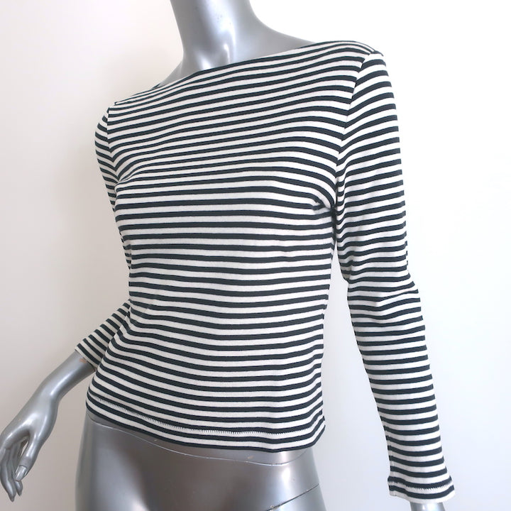 Doen Paulette Tee Navy/White Nantucket Stripe Size Medium Boatneck Top