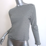 Doen Paulette Tee Navy/White Nantucket Stripe Size Medium Boatneck Top
