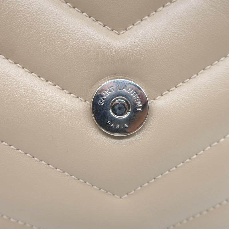 Saint Laurent Small LouLou Y-Quilted Shoulder Bag Beige Leather Crossbody