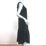 Ulla Johnson Fringed Midi Dress Sanna Black Silk Macrame Size 2