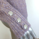 Veronica Beard Novah Puff Sleeve Sweater Lilac Pointelle Knit Size Medium