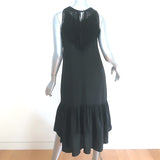 Ulla Johnson Fringed Midi Dress Sanna Black Silk Macrame Size 2