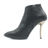 Lanvin Metal-Heel Platform Booties Black Leather Size 40