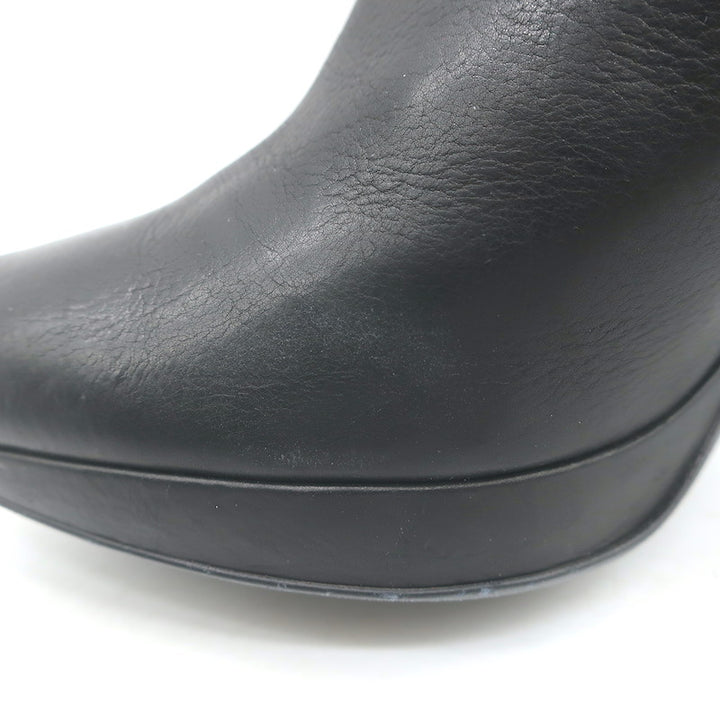 Lanvin Metal-Heel Platform Booties Black Leather Size 40