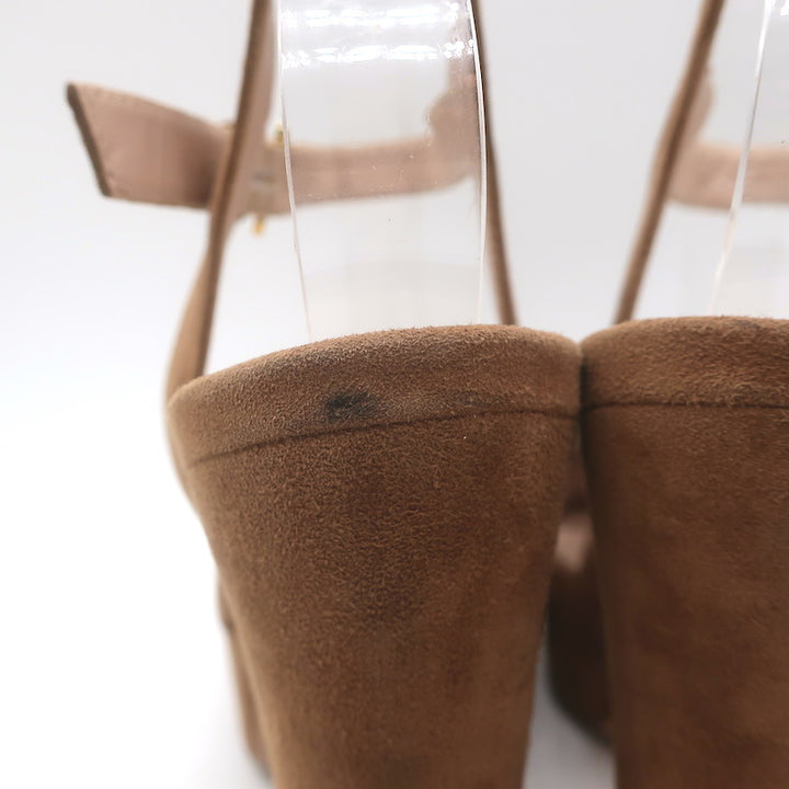 Stuart Weitzman Joni Crisscross Platform Sandals Brown Suede Size 38.5