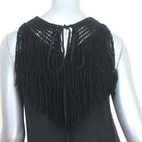 Ulla Johnson Fringed Midi Dress Sanna Black Silk Macrame Size 2