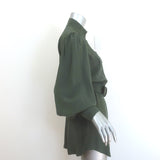 Zimmermann Espionage Utility Belted Romper Army Green Silk Crepe de Chine Size 1